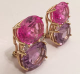 Grande GUM DROP™ Earrings with Pink Topaz and Purple Amethyst and Diamonds