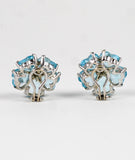 18kt White Gold Sand Dollar Earring with Blue Topaz and Diamonds