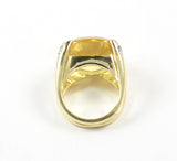 18kt Yellow Gold Large Cushion Ring with Citrine and Diamond