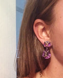 Yellow Gold Wrapped Drop Earring with Purple Amethyst