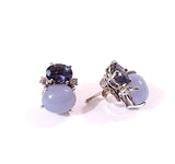 Mini GUM DROP™ Iolite Blue Topaz Diamond Earrings