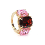 Gold Three Stone Ring with Rope Twist Border