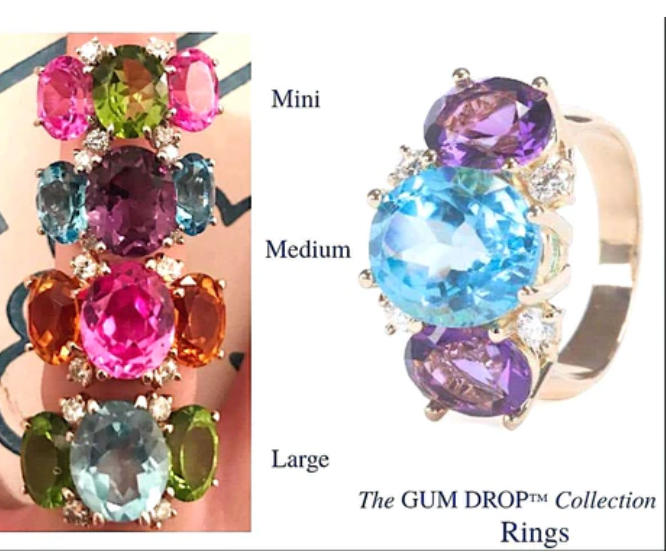 Medium GUM DROP™ Ring with Pink Topaz and Peridot and Diamonds