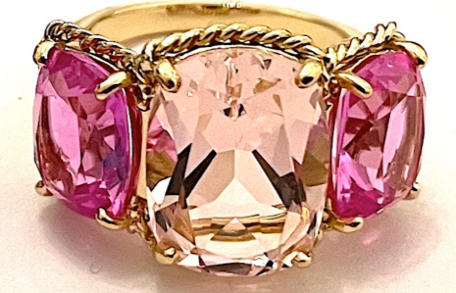 Elegant Single Stone Citrine Ring with Gold Rope Twist Border