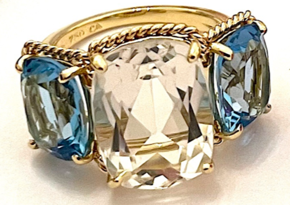 Elegant Single Stone Citrine Ring with Gold Rope Twist Border