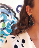 Elegant Alternating Yellow Gold and Ebony Wood Curved Link Bracelet