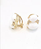 Large GUM DROP™ Earrings with Cabochon White Jade and Diamonds