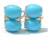 Large GUM DROP™ Earrings with Blue Topaz and Cabochon Turquoise and Diamonds
