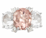 Grande GUM DROP™ Ring with Morganite and Rock Crystal and Diamonds