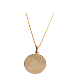 Beautiful Personalized Engraved Gold Circle Pendant and Chain