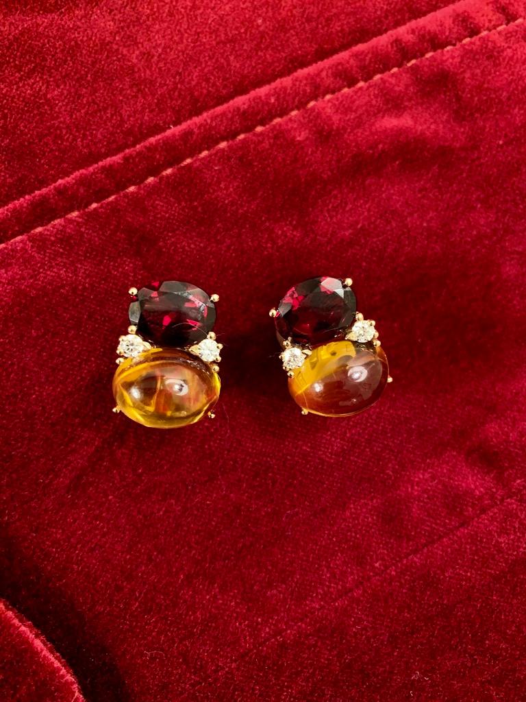 Large GUM DROP™ Earrings with Blue Topaz and Cabochon Turquoise and Diamonds