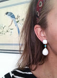 Large GUM DROP™ Earrings with Cabochon Turquoise and Diamonds