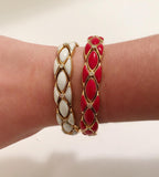 Yellow Gold Cuff Bracelet with White Enamel and Diamonds