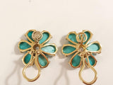 Turquoise Flower Stud Earrings with Diamond Center
