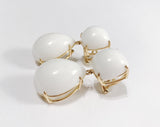 Yellow Gold Pear Drop Earring with White Jade