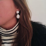 Yellow Gold Pear Drop Earring with White Jade