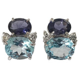 Mini GUM DROP™ Earrings with Iolite and Blue Topaz and Diamonds